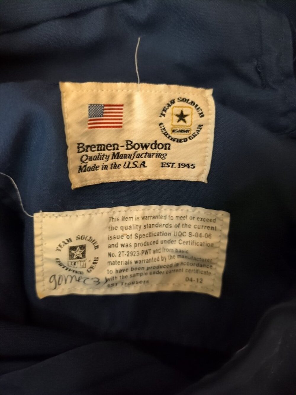 US Army Bremen-Bowden 451 Trousers Officer Mens 31R Pants Dress Blue Yellow Uni - Picture 2 of 14